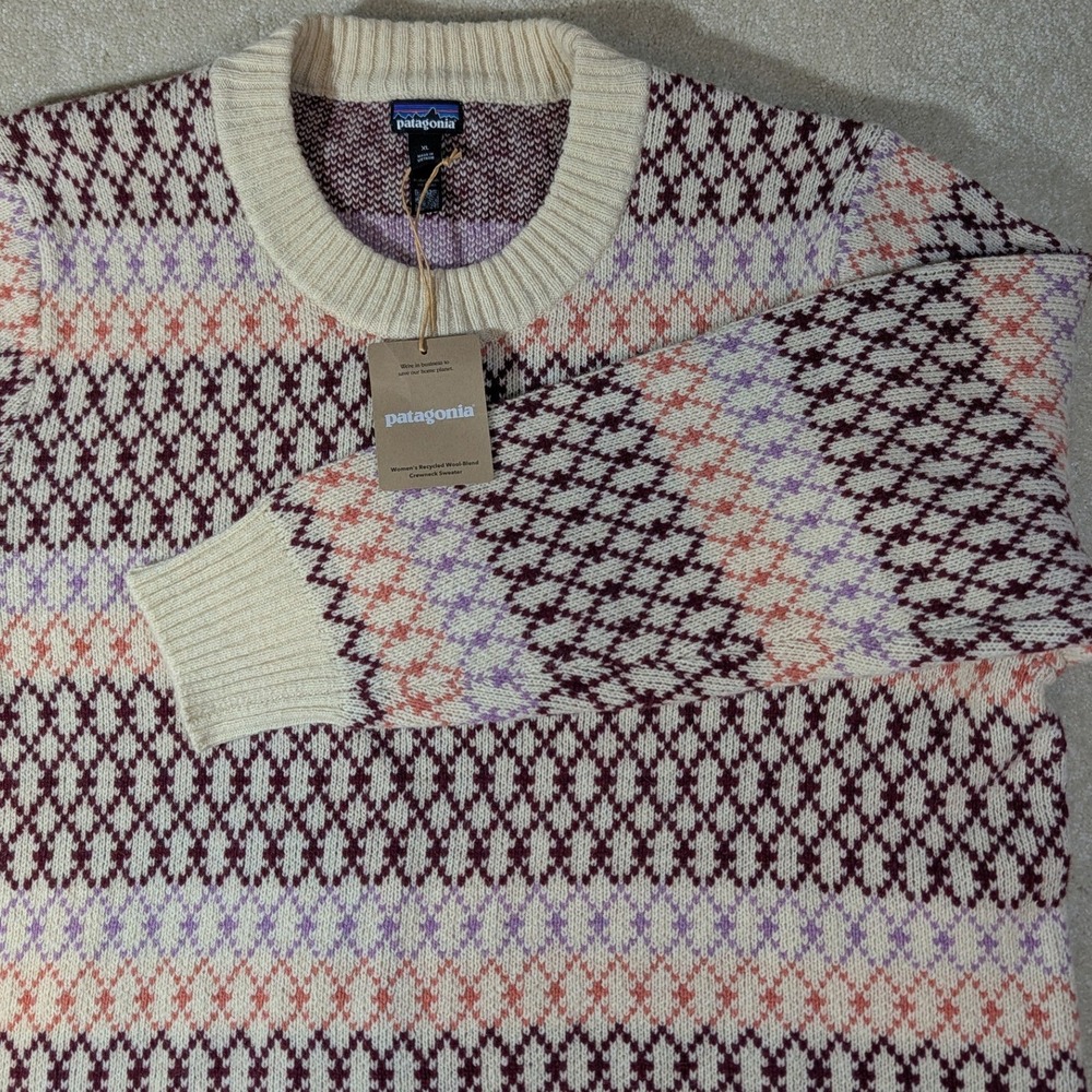 Patagonia Recycled Wool Blend Crewneck Sweater XL Starlight Dark Natural 51025